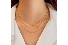  Starlit Drops - Link necklaces - Silver / 14kt GP - Zirconia - 45cm